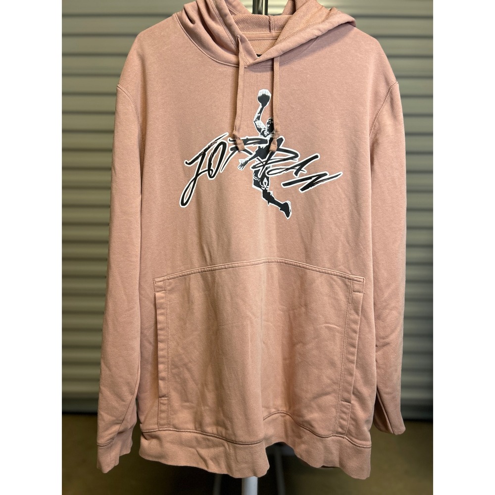 Jordan Hoodie Mens XXL Pink Jumpman Graphic Pullover Dri-Fit Terry Sweatshirt